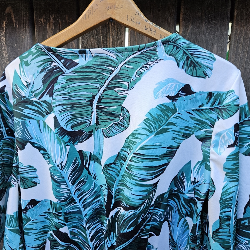 Tropical Leaf Print Kimono Size L - Picture 15 of 15